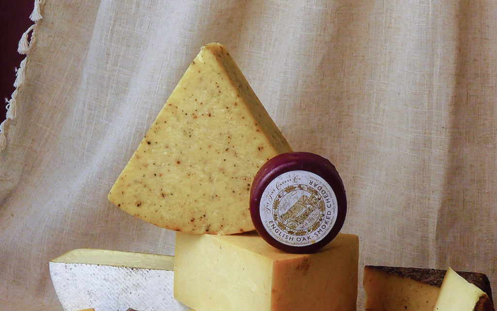 A stack of variety of cheese